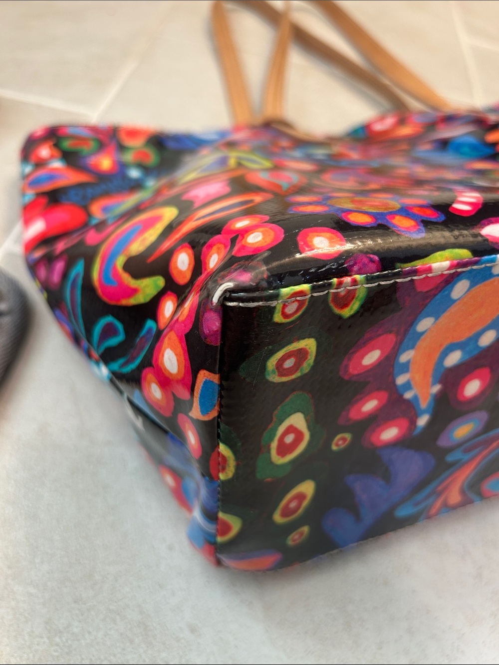 Consuela Multicolor Paisley Shoulder Tote with Tan Straps - Picture 5 of 9